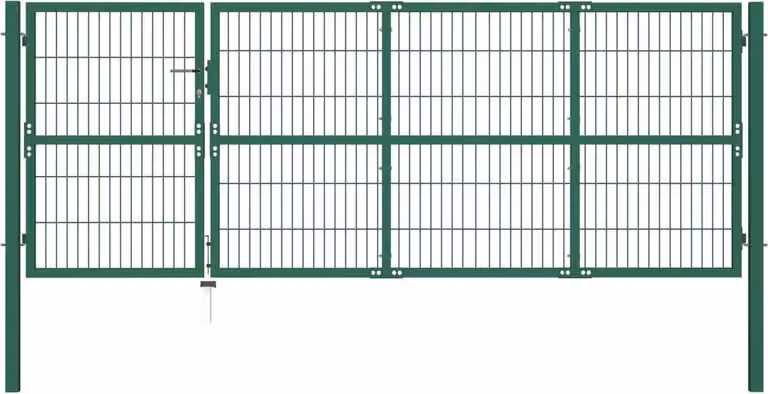 Maison Exclusive - Cancello per Recinzione da Giardino con Pali 350x120 cm in Acciaio Verde