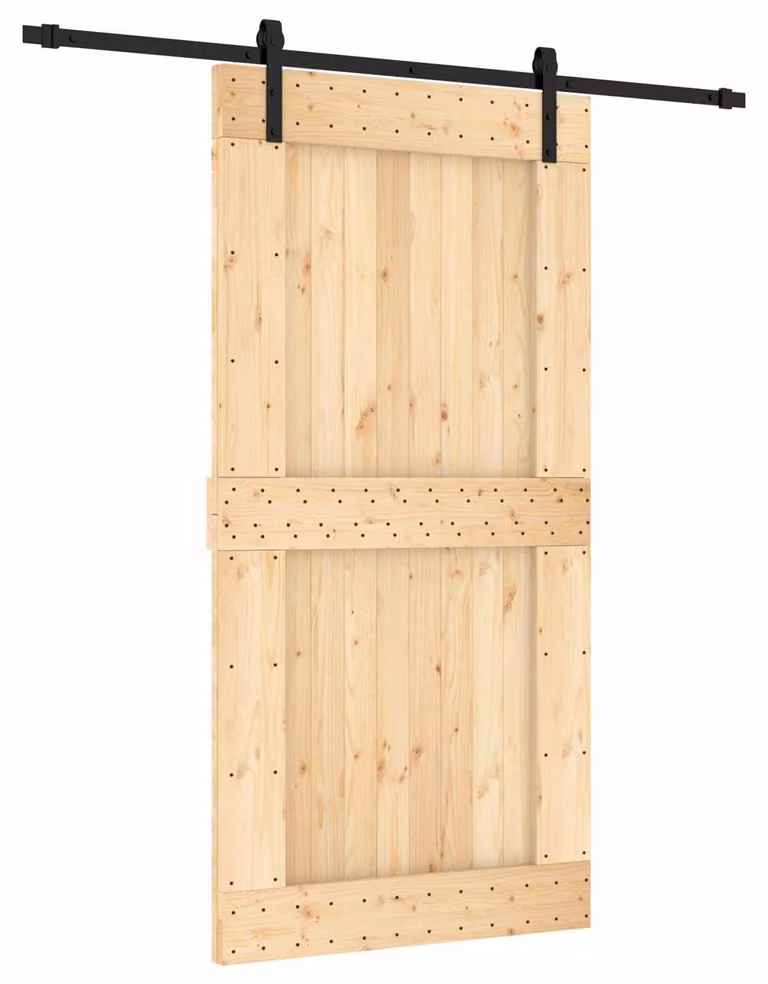 Porta scorrevole Naturale e Nero 100 x 210 cm