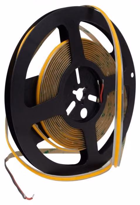 Striscia LED COB, luce uniforme, 24V, 9W/metro, bianco caldo 3000K, grado di protezione IP20, taglio a piacere, lunghezza 5 metri