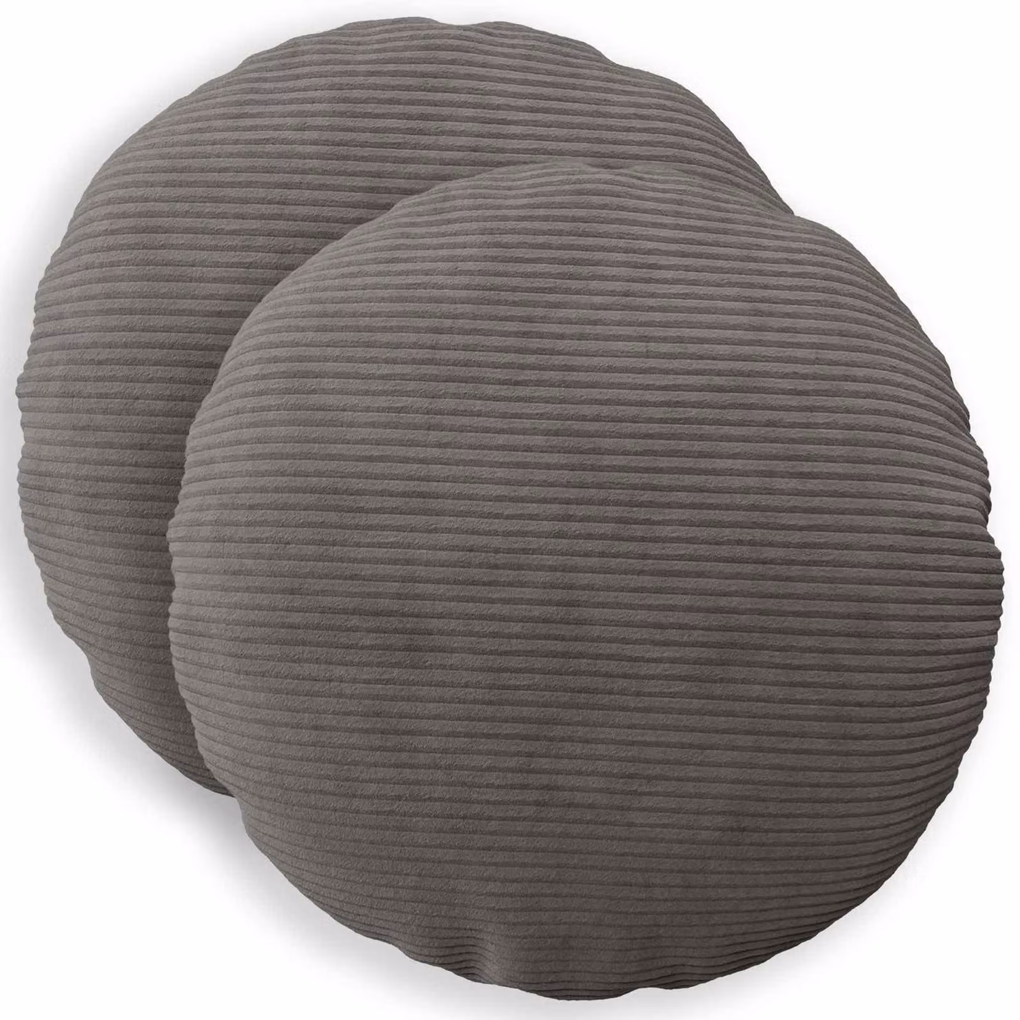 Set di 2 federe rotonde vidaXL HEERLEN in velluto a coste grigio scuro, Ø 60 cm