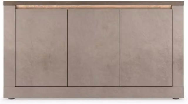 Buffet SASHA – 3 porte con LED – Bronzo e piano in legno Mercurio