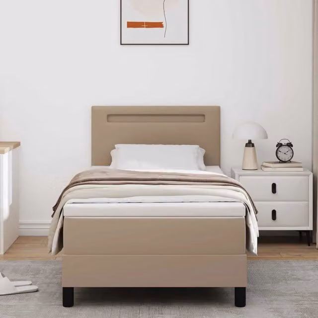 Letto a molle Cappuccino 100 x 200 cm Pelle sintetica 3339039