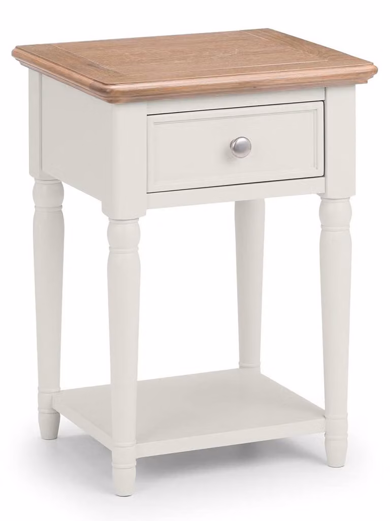 Tavolino con cassetto, grigio e legno di quercia oliato, 40x35x55 cm