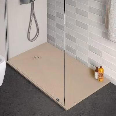 Piatto doccia rettangolare Karen INBAGNO in resina effetto pietra color beige L: 100 cm, P: 80 cm