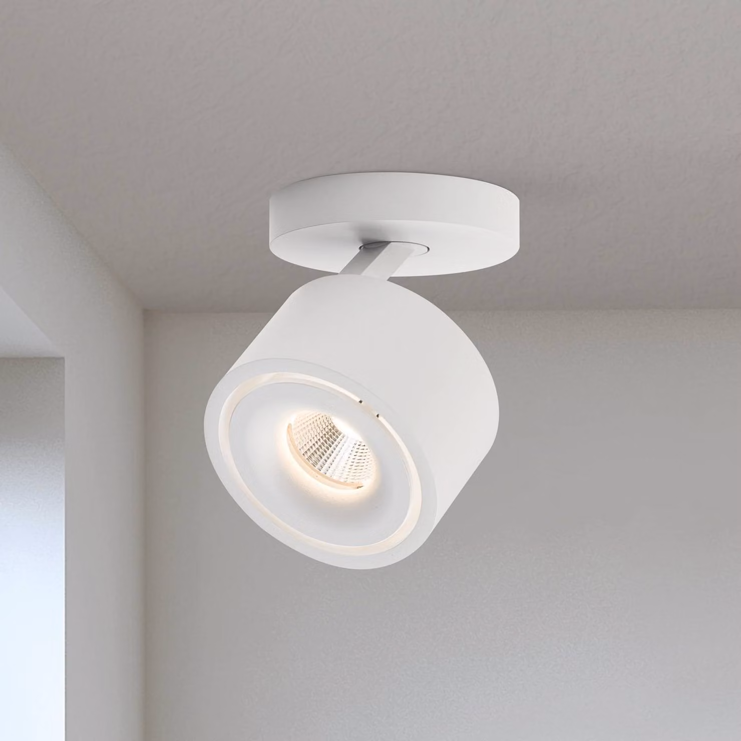 ORION Specter Faretto da soffitto a LED, bianco, Ø 8,4 cm, alluminio Specter, dimmerabile, Bianco / Opale, Soggiorno / Sala da pranzo, Alluminio, Moderno