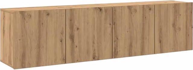 Set di 2 mobili porta TV a parete moderni HELLOSHOP26 in legno composito di rovere color marrone L: 80 cm, P: 30 cm, H: 41 cm