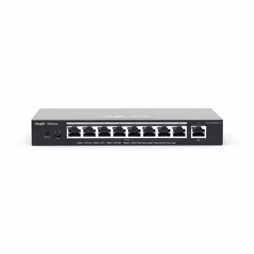 Switch Smart Reyee RG-ES209GC-P Gigabit PoE con 9 porte, 8 porte PoE/PoE+, budget di potenza 120W, chassis metallico desktop, nero – 2