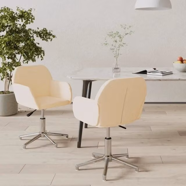 Sedie da Pranzo Girevoli 2 pz Crema in Tessuto 3103029
