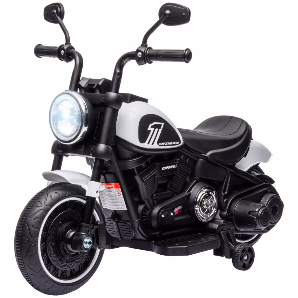 Moto Elettrica per Bambini Zephmum Bianco 6V con Batteria Ricaricabile e Luci e Suoni – 2