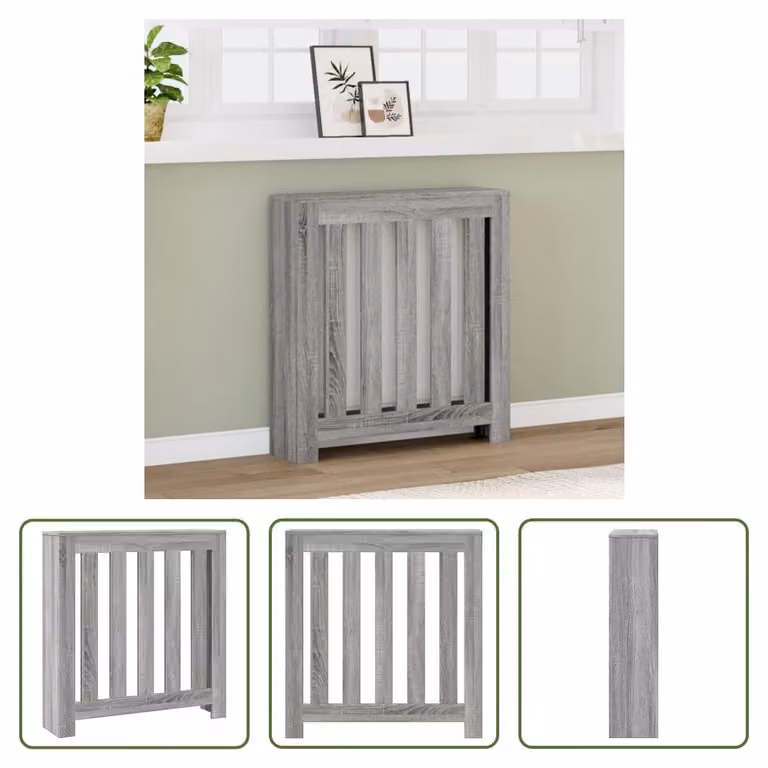 The Living Store Rivestimento per radiatori Grigio Sonoma 78x20x82 cm Materiale a base di legno
