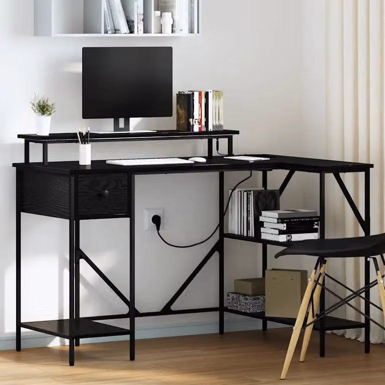 Scrivania moderna vidaXL per computer in MDF laminato nero L/P/H: 120 x 79 x 86,5 cm
