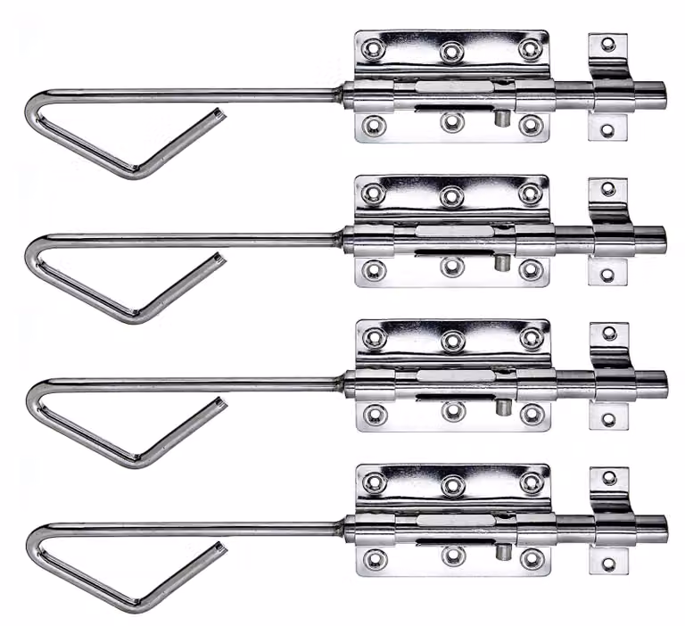 Alberts 858445 Bullone di bloccaggio, con anello fisso, acciaio inox, piastra 100 x 65 mm, bullone Ø15,5 x 320 mm, set da 4