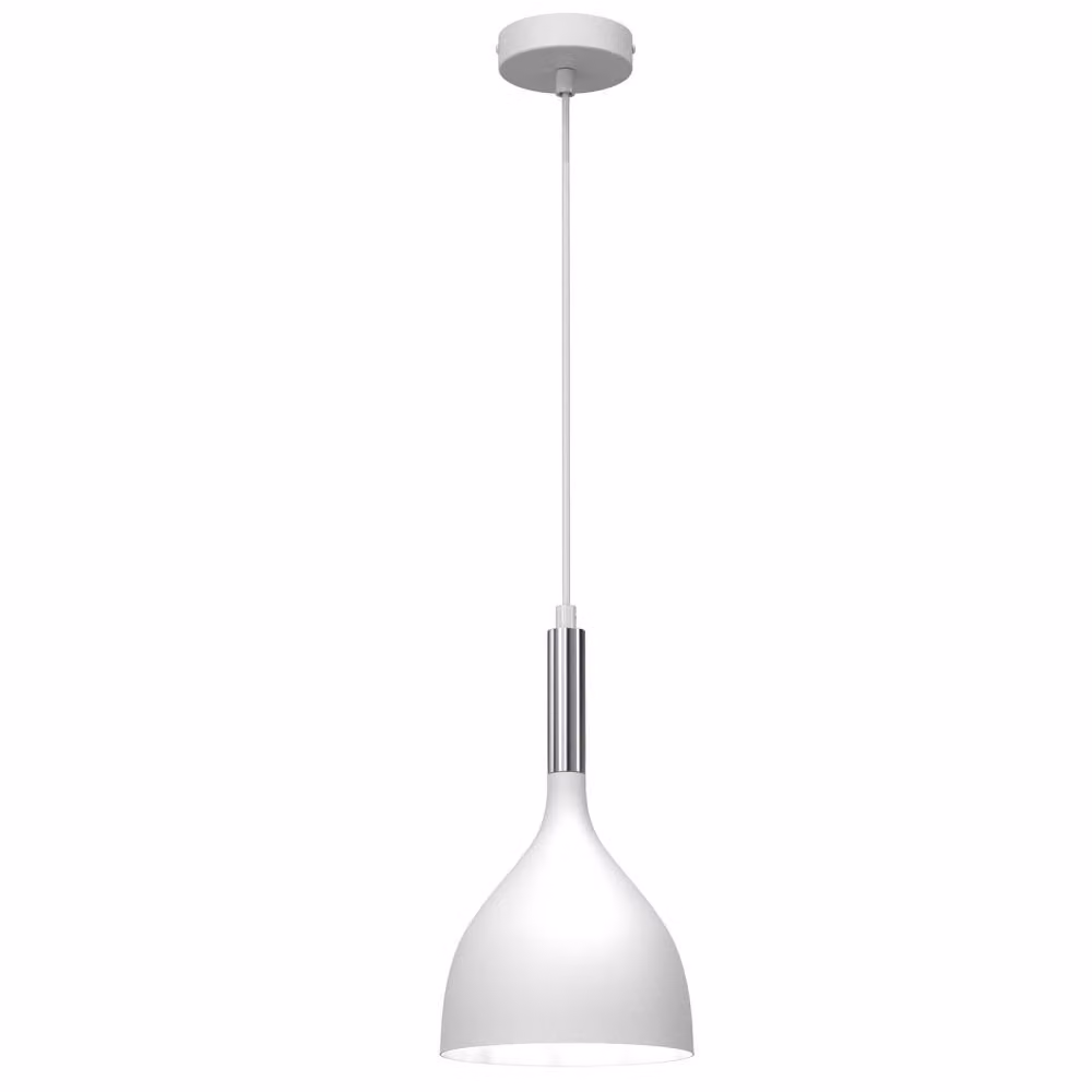Noak lampada a sospensione cromata bianca 1xE27 15W Luminex