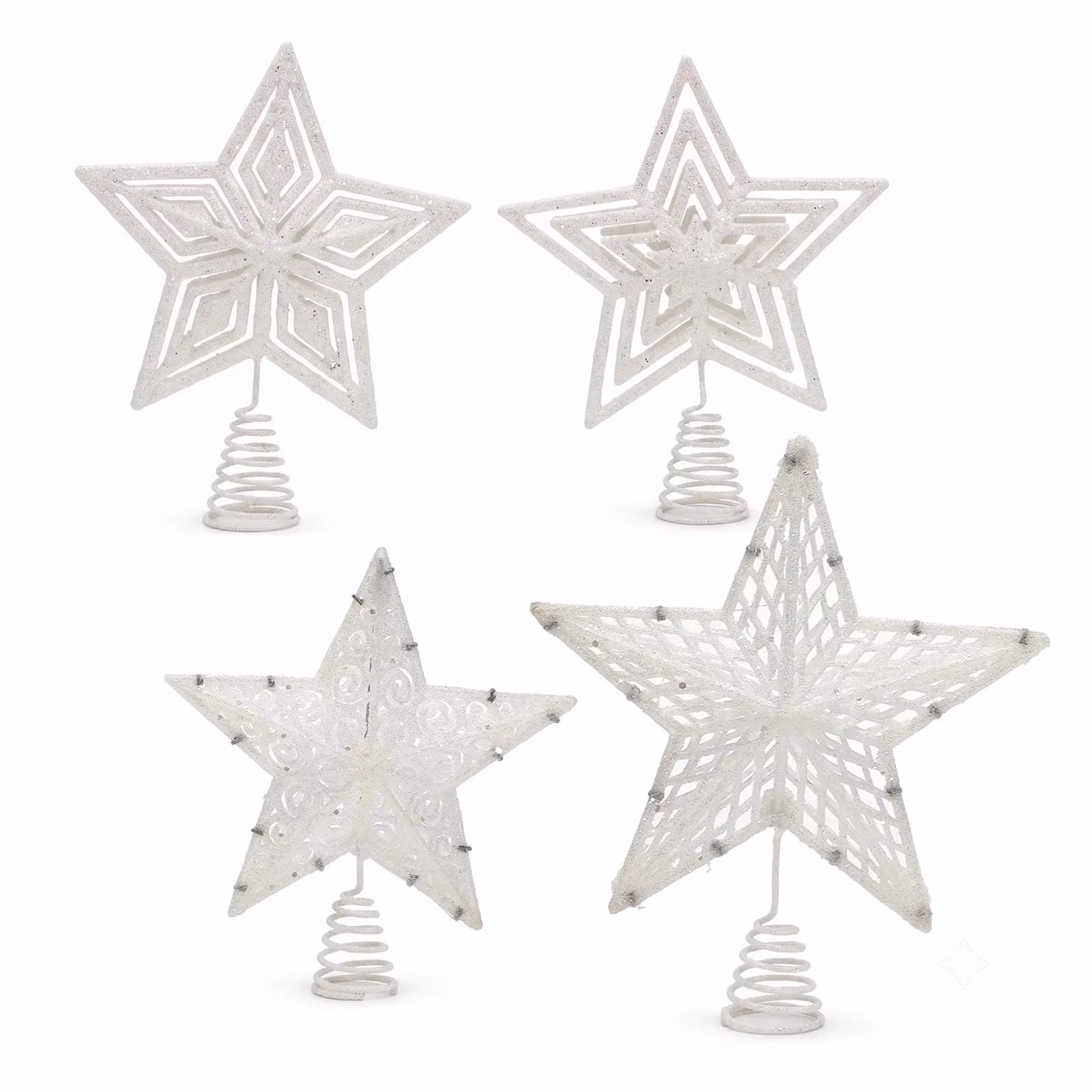 Puntale Stella per Albero di Natale VESTIAMO CASA Bianco e Argento con Glitter, Altezza: 27 cm – 1