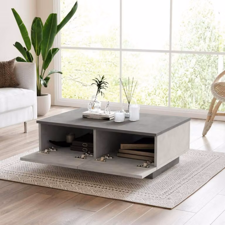 Dmora Tavolino da Salotto Ay 60x90x31.6h cm Nero Antracite, Portariviste Forma Rettangolare