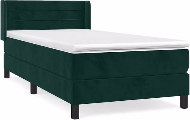 Letto singolo | Letto per adulti | Giroletto a Molle con Materasso Verde Scuro 80x200 cm Velluto