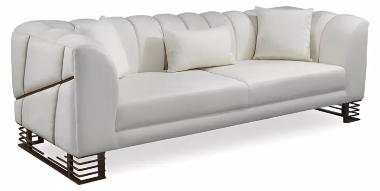 Designer Sofa 3 Sitzer Polstersofa Dreisitzer Couch mit Kissen Wohnzimmer