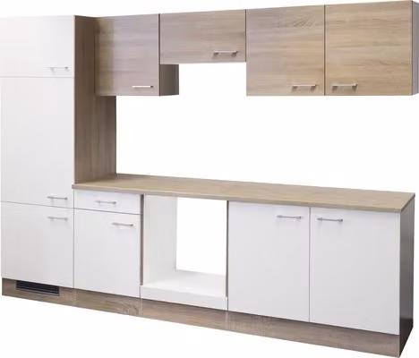 Blocco cucina Flex Well Samoa 270 cm bianco rovere sonoma colore opaco del frontale
