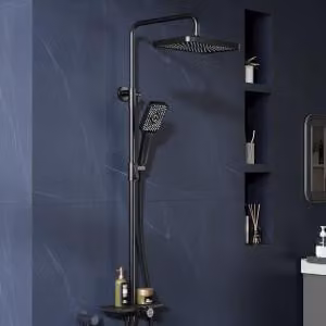Sistema doccia con funzioni regolabili per doccetta a pioggia e doccetta manuale, realizzato in acciaio inossidabile resistente, modello MULTI