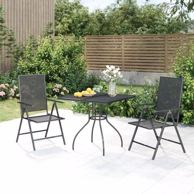 Maison Exclusive - Set da pranzo da giardino a 3 pezzi in acciaio antracite