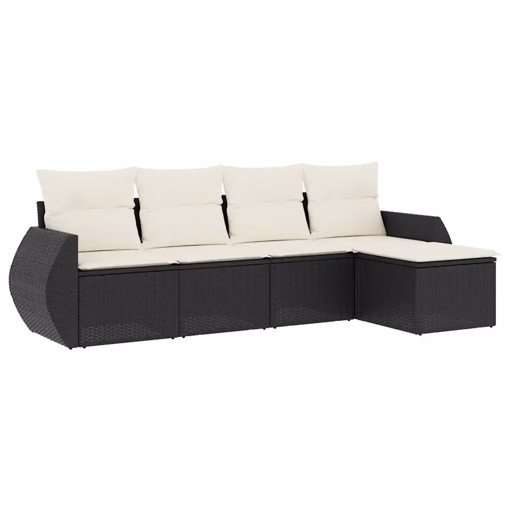 Set di divani da giardino vidaXL 5 pezzi in polyrattan nero con cuscini e struttura in metallo – 2
