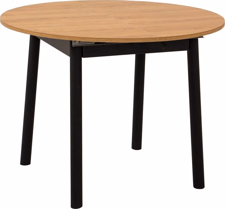 Skye Decor, Oliver - Quercia, Nero, tavolo da pranzo allungabile, quercia, 100 % SLIPBOARD RIVESTITO IN MELAMINA, 100 x 100 x 75 cm