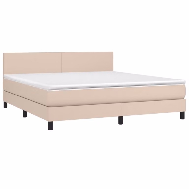 Giroletto a Molle con Materasso Cappuccino 160x200cm Pelle finta