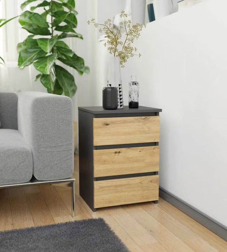 Comodino piccolo VALESTRA - grigio scuro / rovere artisan
