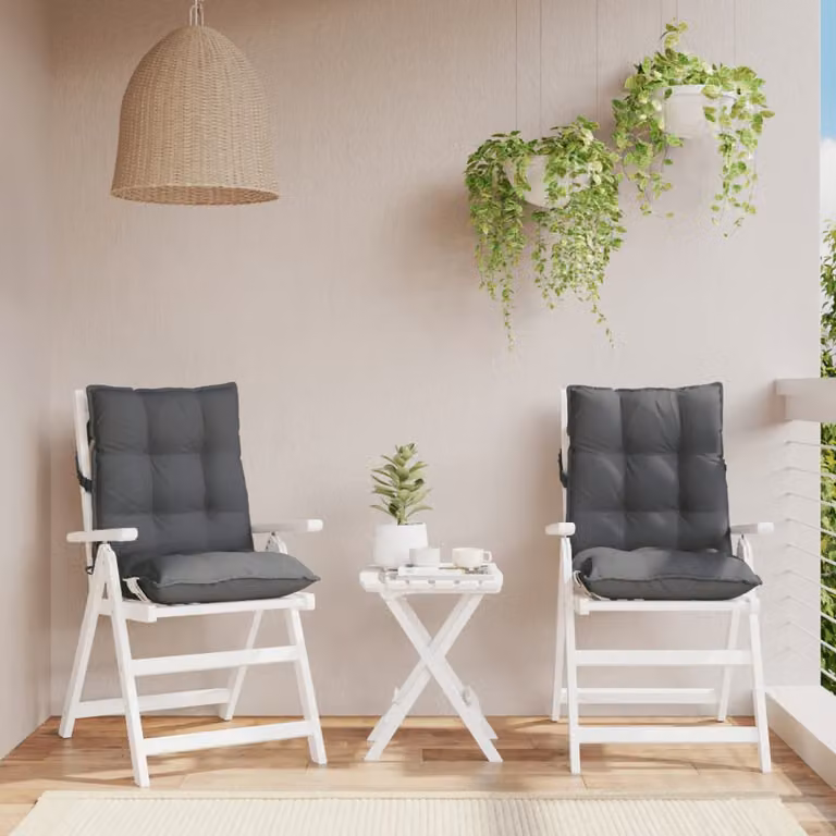 Set di 2 cuscini per schienale basso vidaXL in tessuto Oxford antracite, impermeabili e traspiranti