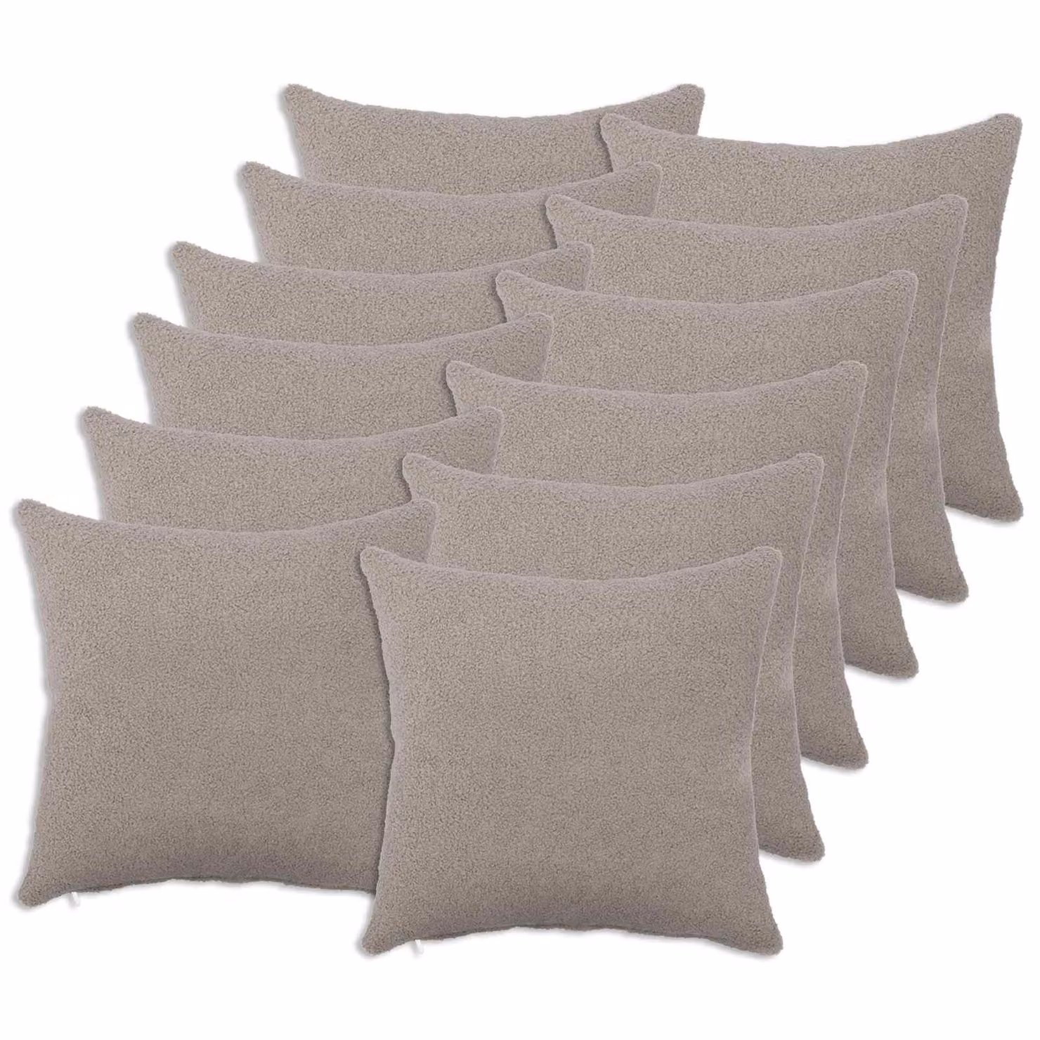 Set di 12 federe vidaXL HEERLEN grigio chiaro in tessuto bouclé, L/P: 50 x 50 cm
