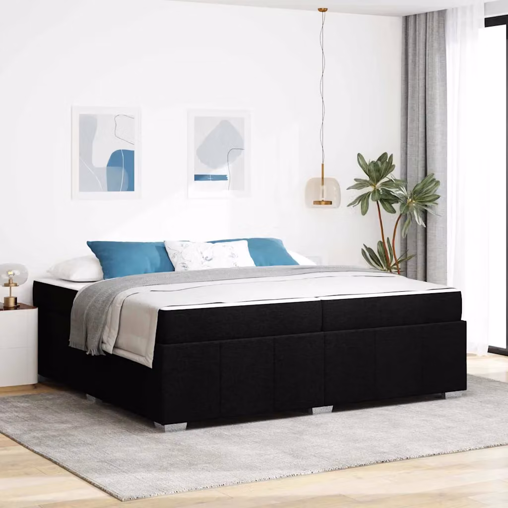 Struttura letto con materasso vidaXL in tessuto nero 200 x 200 cm – 1