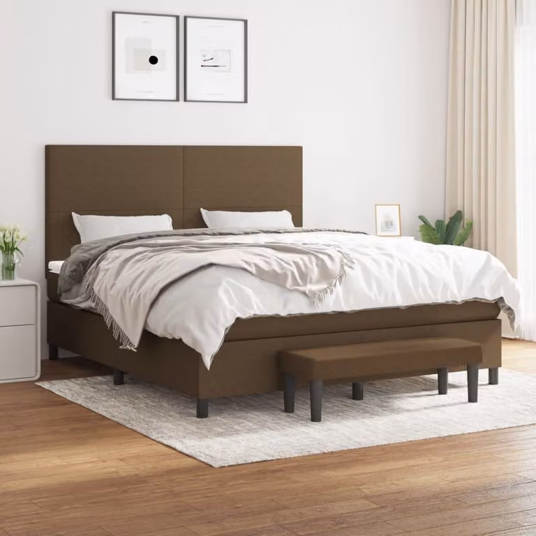 Maison Exclusive - Letto boxspring con materasso, marrone scuro, 180x200 cm, rivestimento in tessuto