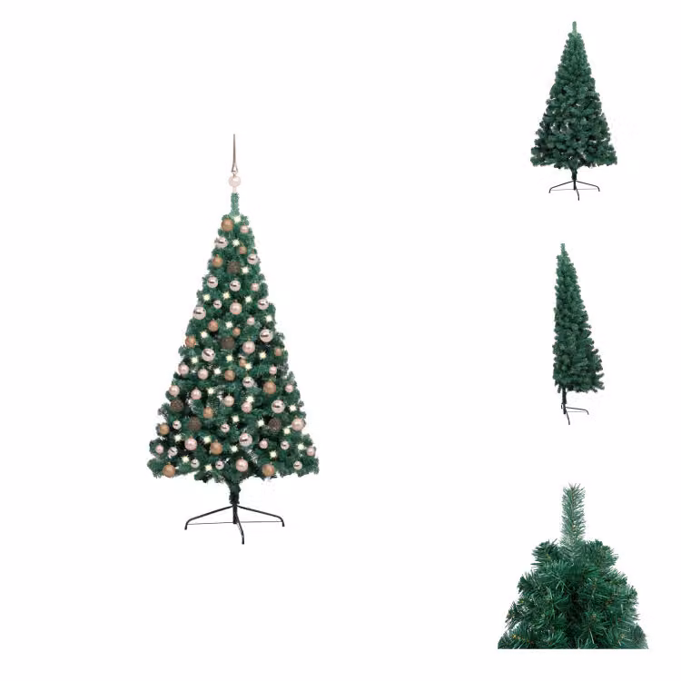 vidaXL Mezzo Albero di Natale Artificiale Palline luminose Verde 120 cm - Alberi di Natale