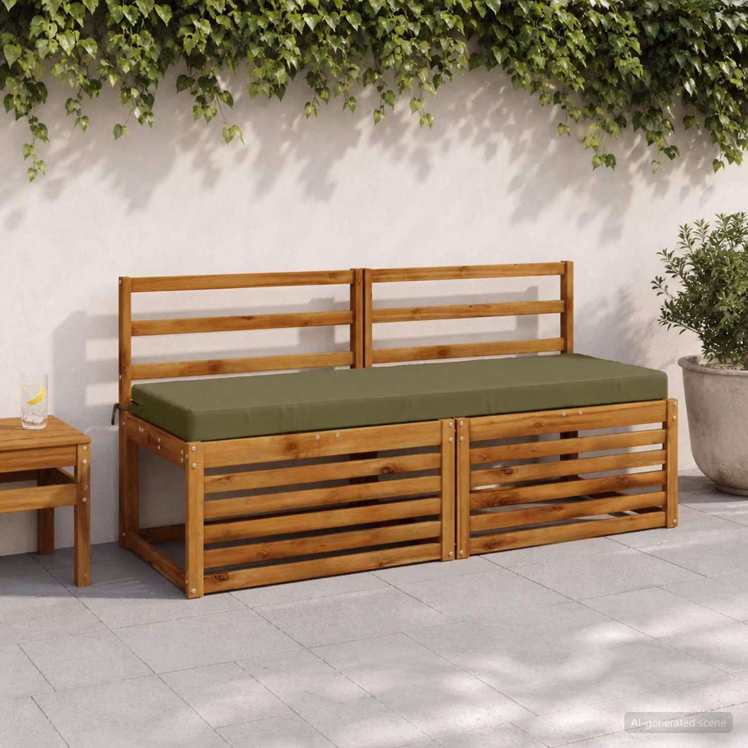 Cuscino per panchina vidaXL SOEST rettangolare in poliestere verde oliva con rivestimento rimovibile e resistenza ai raggi UV