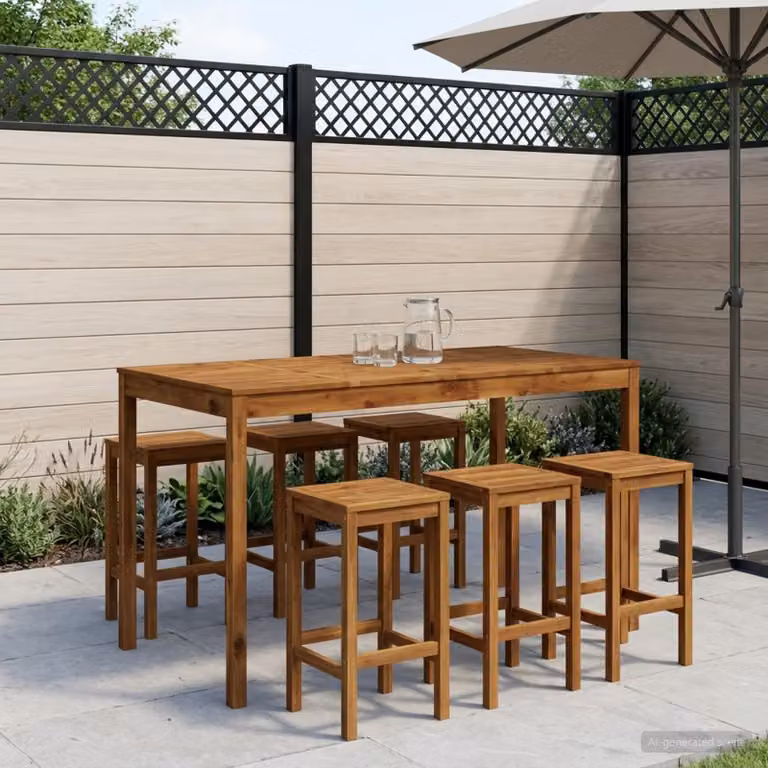 vidaXL Tavolo Bar da Giardino in Legno di Acacia Marrone, L/P/H: 180 x 88,5 x 105 cm