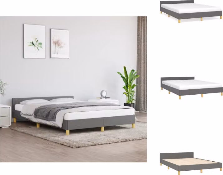 vidaXL Struttura letto con testiera in tessuto grigio scuro 140x190 cm - Letti e strutture letto
