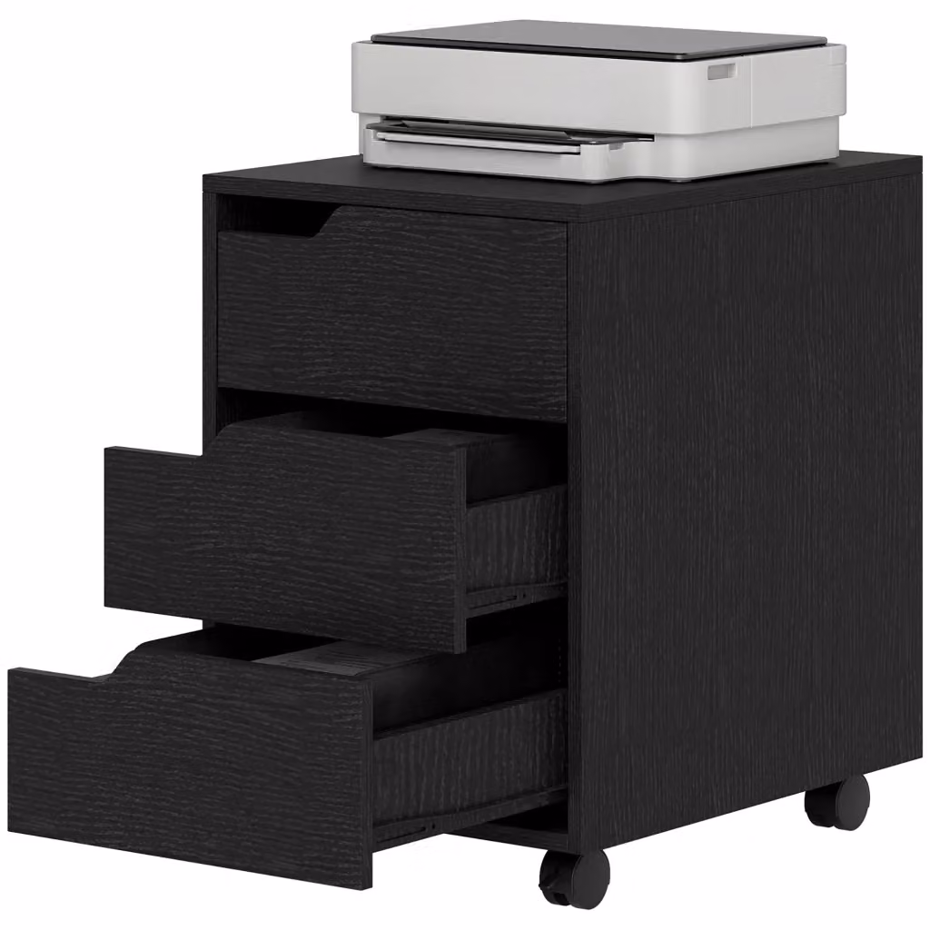 Cassettiera da ufficio mobile Xylo con 3 cassetti nera su ruote L/P/H: 40 x 50 x 57,5 cm – 2
