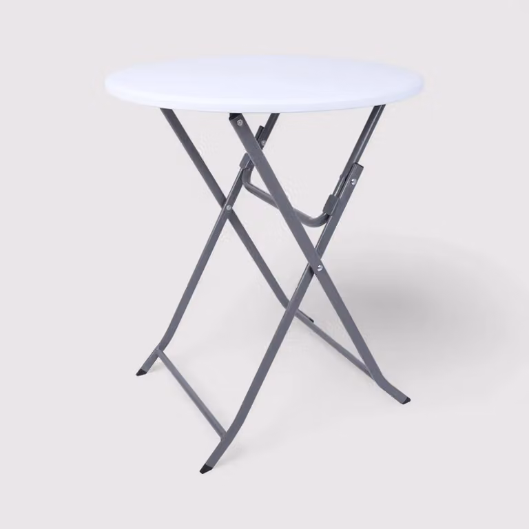 Taiuva - Tavolino pieghevole bianco e grigio per casa o camping