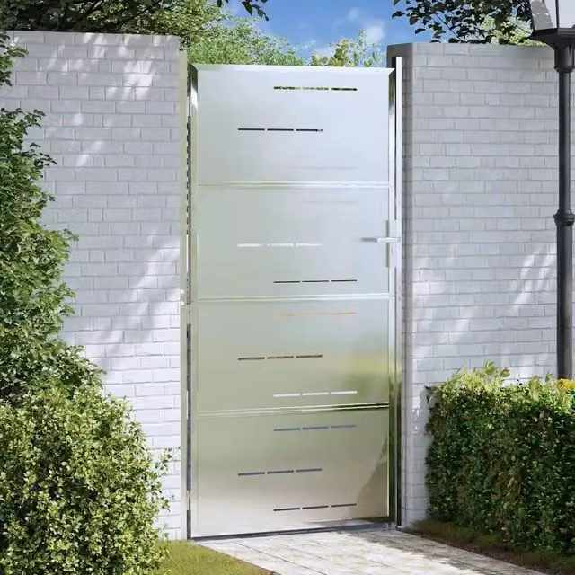 Cancello singolo da giardino vidaXL in acciaio inossidabile color argento, L: 85 cm, H: 196 cm – 1