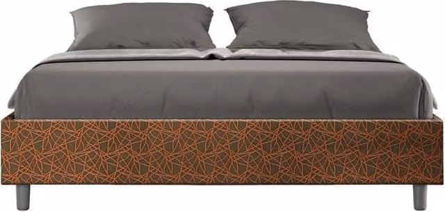 Letto Sommier imbottito Matrimoniale 160x210 cm tessuto Era Azelia - Con rete,Arancione