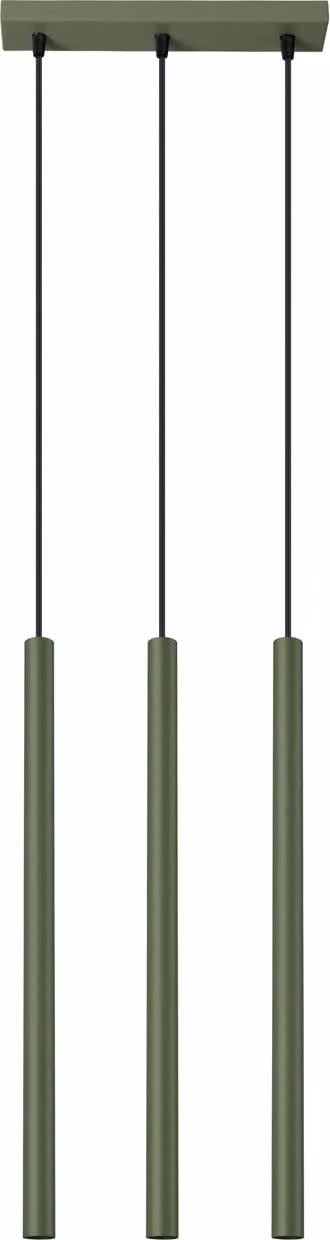 Lampada a sospensione PASTELO 3 verde oliva 3xG9 8W acciaio 94x5x30cm Sollux Lighting