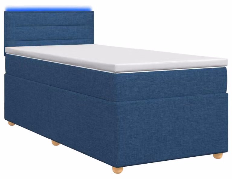 vidaXL Letto a molle con materasso e testata blu 90 x 190 cm in tessuto