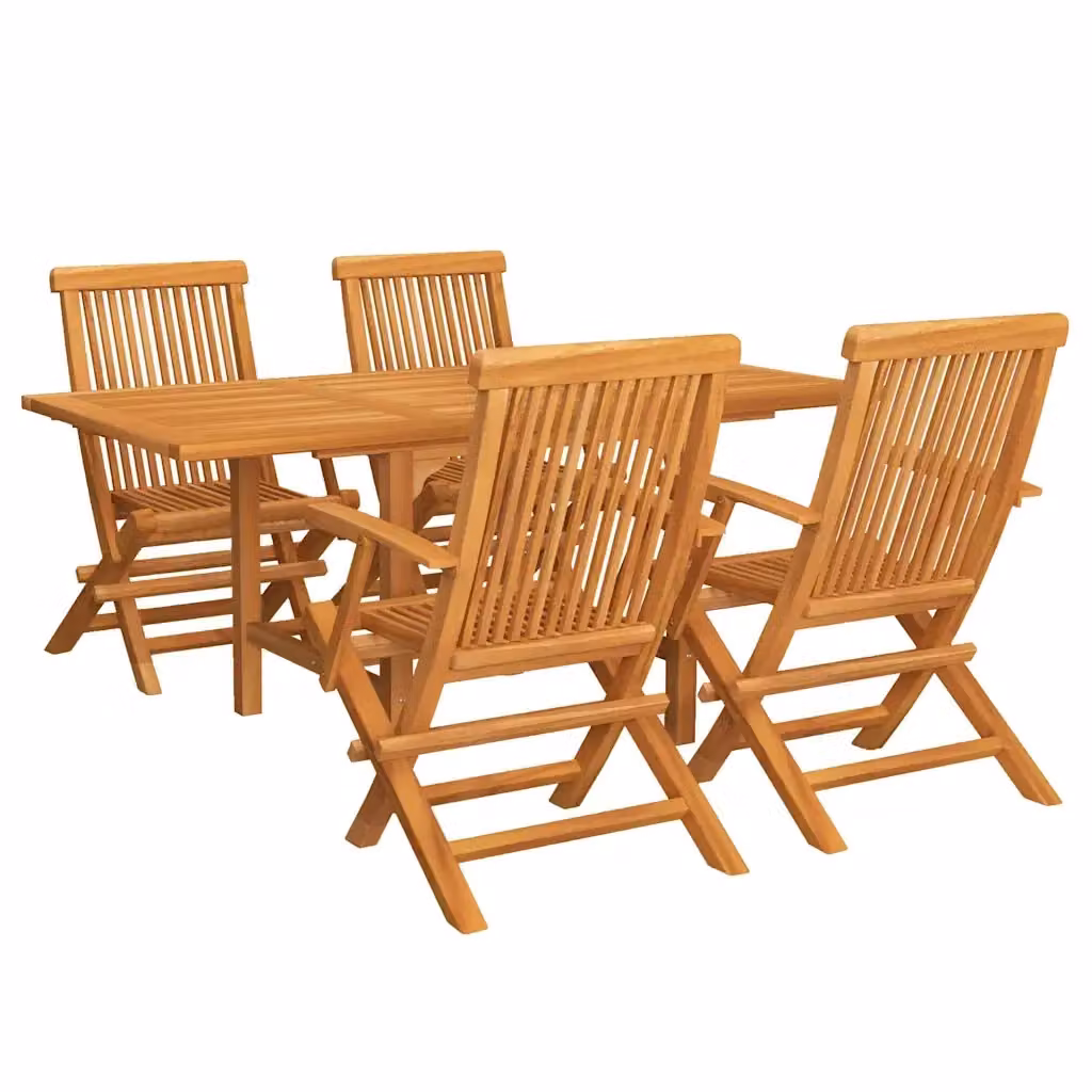 Set da pranzo da giardino vidaXL in legno di teak marrone con tavolo rettangolare estensibile e 5 sedie – 2