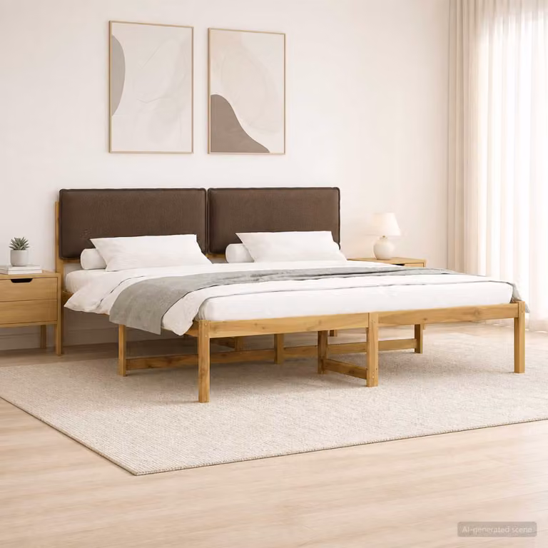 vidaXL Letto con Testiera Rivestita Bianco lavato e taupe 180 x 200 cm