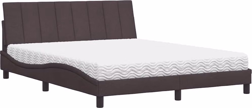 Letto con Materasso Hanko Marrone Scuro 160x200cm Tessuto