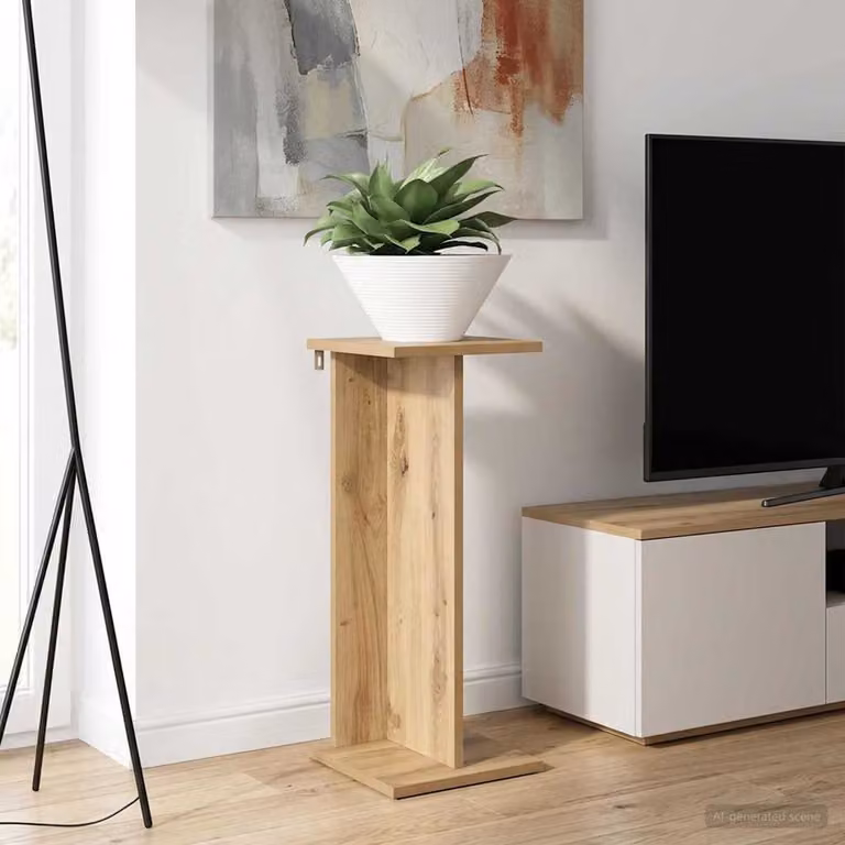 Set di 2 supporti per piante vidaXL in legno color rovere, design moderno, L/P/H: 25 x 25,5 x 60,5 cm