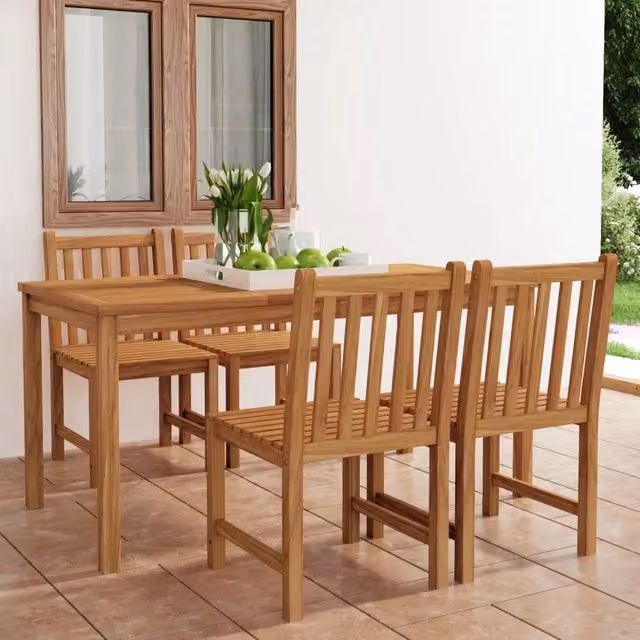 Set da pranzo da giardino 5 pz 160x80 cm Legno Massello di Teak 3059937