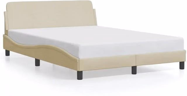 Letto matrimoniale Dover color beige in tessuto con struttura in legno e metallo L/P/H: 140 x 190 cm