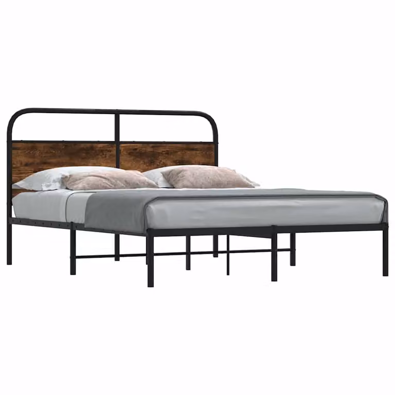 vidaXL Giroletto senza Materasso in Rovere Fumo, L/P/H: 135 x 190 x 100 cm
