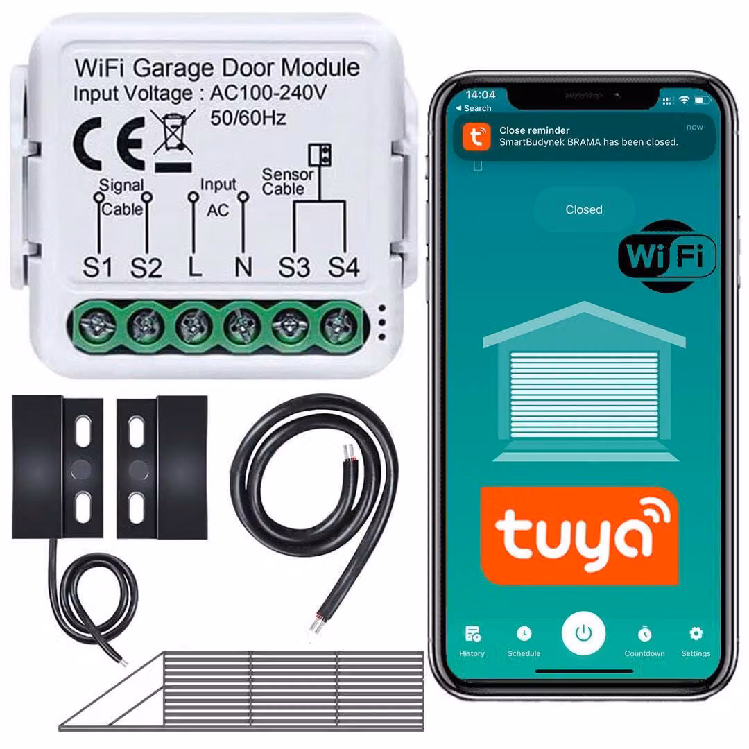 Porta garage motorizzata WiFi con sensore magnetico, 480 cm, colore bianco